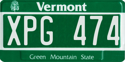 VT license plate XPG474