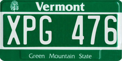 VT license plate XPG476