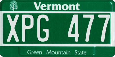 VT license plate XPG477