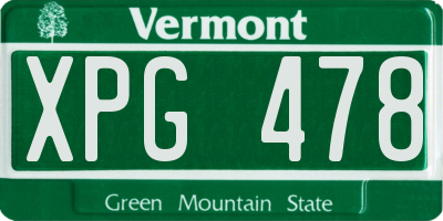 VT license plate XPG478