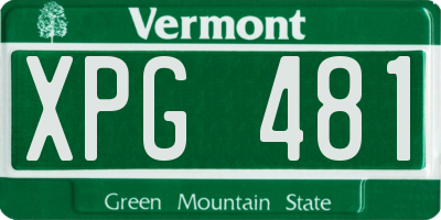VT license plate XPG481