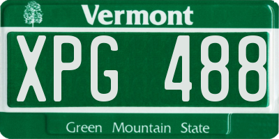 VT license plate XPG488