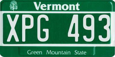 VT license plate XPG493