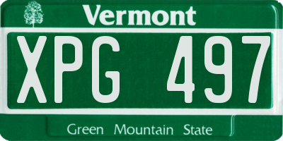 VT license plate XPG497
