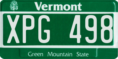 VT license plate XPG498