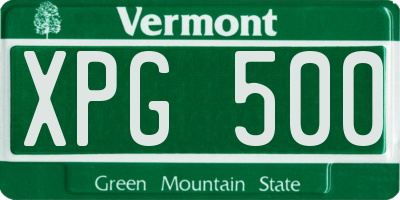 VT license plate XPG500