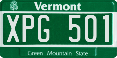 VT license plate XPG501