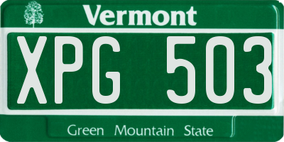 VT license plate XPG503