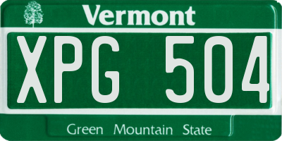 VT license plate XPG504