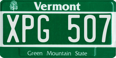 VT license plate XPG507