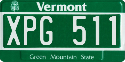 VT license plate XPG511