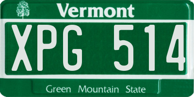 VT license plate XPG514