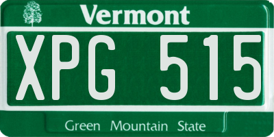 VT license plate XPG515