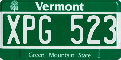VT license plate XPG523