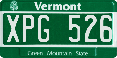 VT license plate XPG526