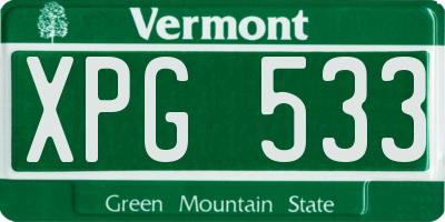 VT license plate XPG533