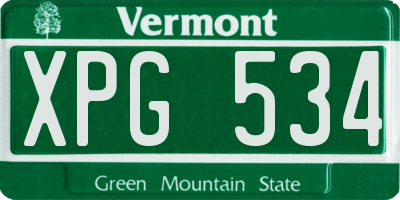 VT license plate XPG534
