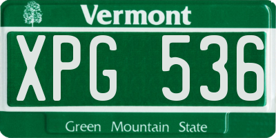 VT license plate XPG536