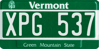 VT license plate XPG537