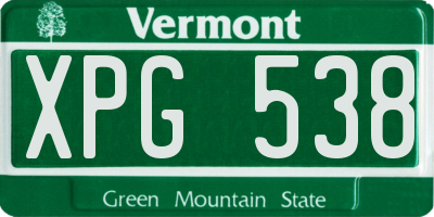 VT license plate XPG538