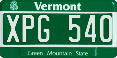 VT license plate XPG540