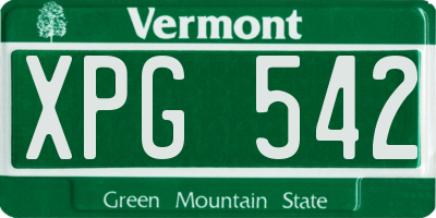 VT license plate XPG542