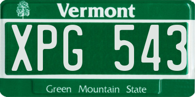 VT license plate XPG543