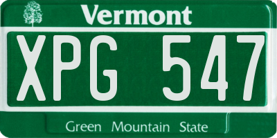 VT license plate XPG547