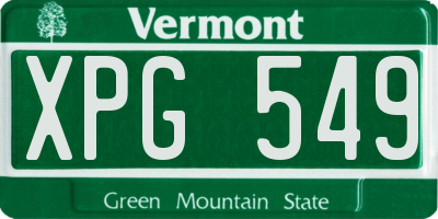 VT license plate XPG549