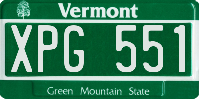 VT license plate XPG551
