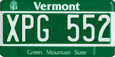 VT license plate XPG552