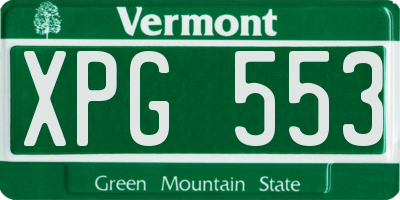 VT license plate XPG553