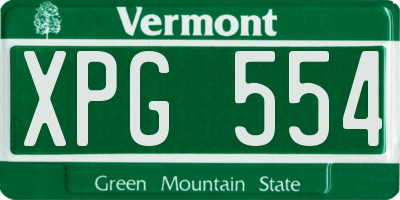 VT license plate XPG554