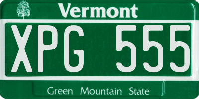 VT license plate XPG555