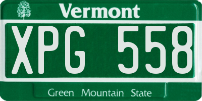 VT license plate XPG558