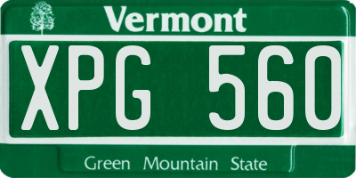 VT license plate XPG560