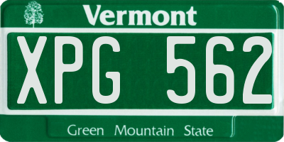 VT license plate XPG562