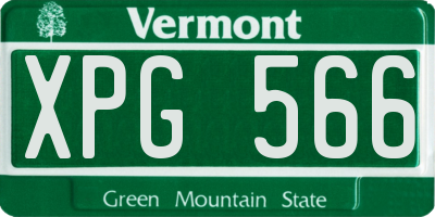 VT license plate XPG566