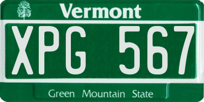 VT license plate XPG567
