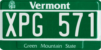 VT license plate XPG571