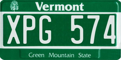 VT license plate XPG574