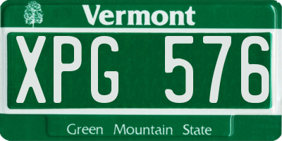 VT license plate XPG576