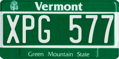 VT license plate XPG577