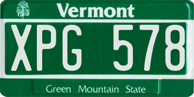 VT license plate XPG578