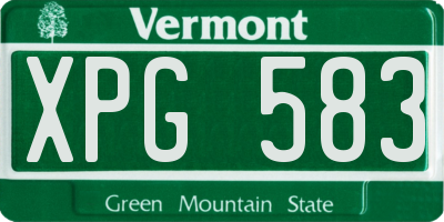 VT license plate XPG583