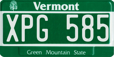 VT license plate XPG585
