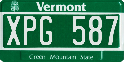 VT license plate XPG587