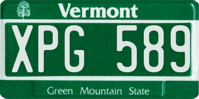 VT license plate XPG589
