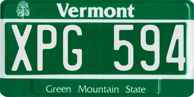 VT license plate XPG594