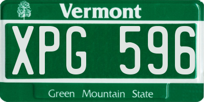 VT license plate XPG596